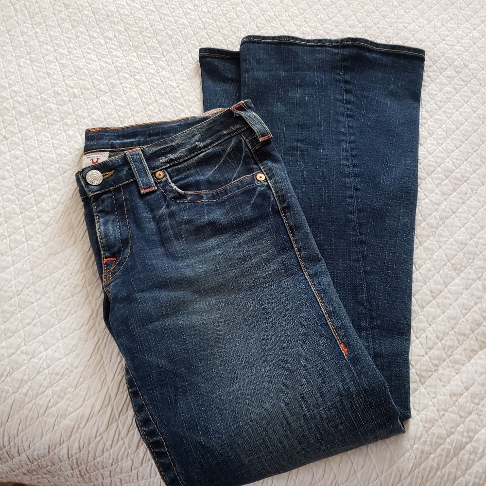 True Religion medium rinse boot cut jeans